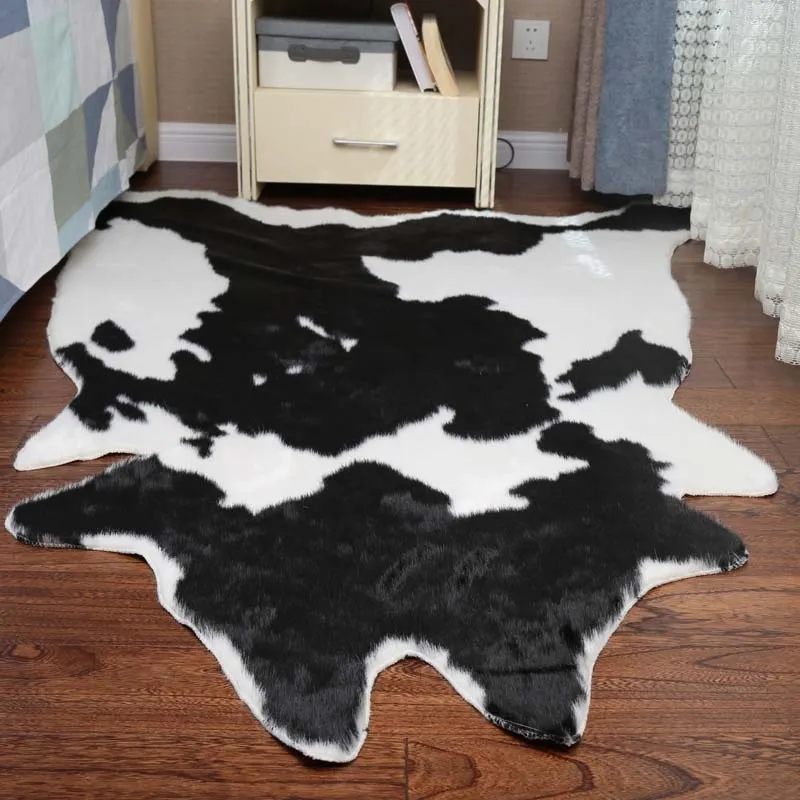 Animal shaped rug cowhide material irregular shape new design carpet rug for living room