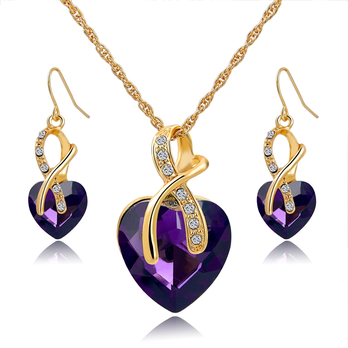 Longway Fashion Crystal Heart Shape Crystal Wedding Jewelry Set For Women