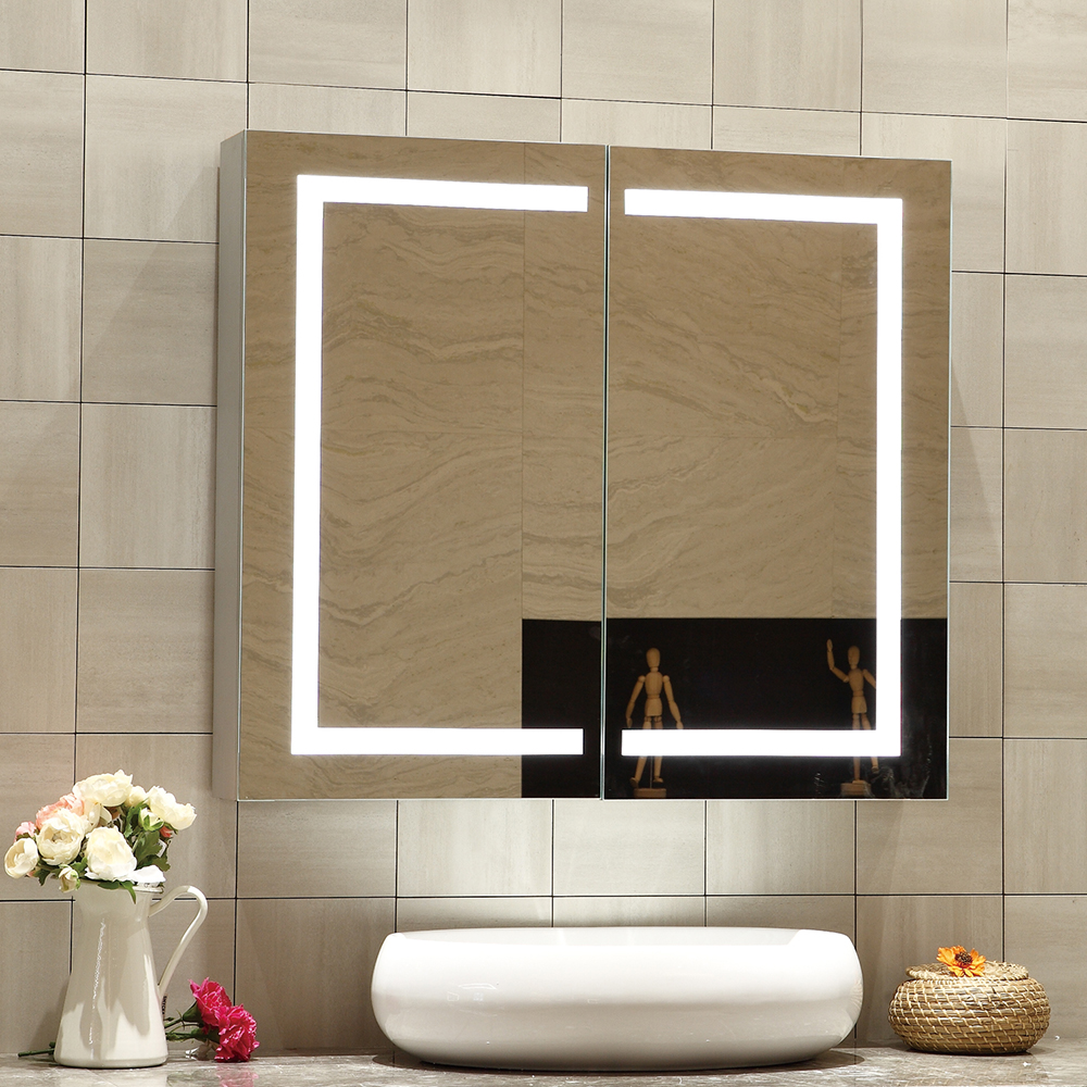 Custom Surface Wall Mounted Medicine Cabinet Smart LED Bathroom Aluminum Mirror Cabinet