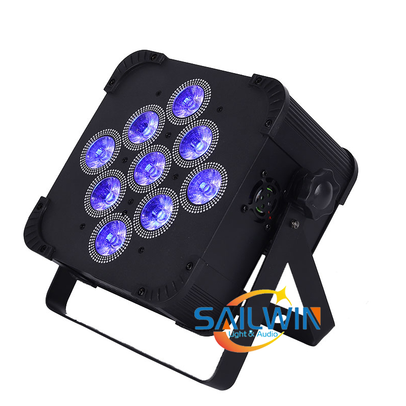 SHIP FROM UK 9X 18W 6in1 RGBAW+UV Battery Powered Wireless LED Par Light Slim Flat Par Can DJ Stage Lighting