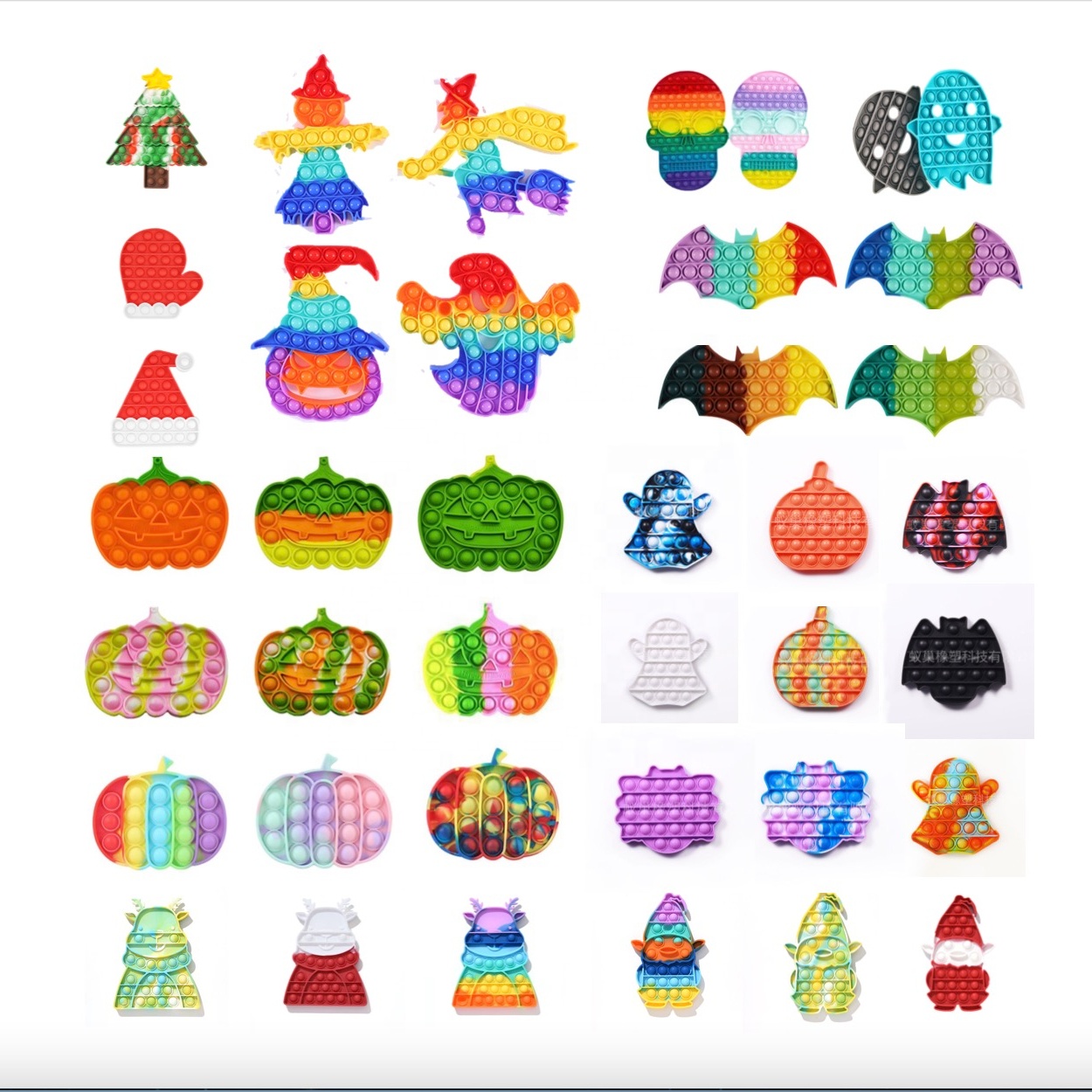 2021 New Arrival Christmas Halloween Pop Fidget Push it Butterfly Dinosaur Bat Octopus Popping Bubble Sensory Fidget Toy