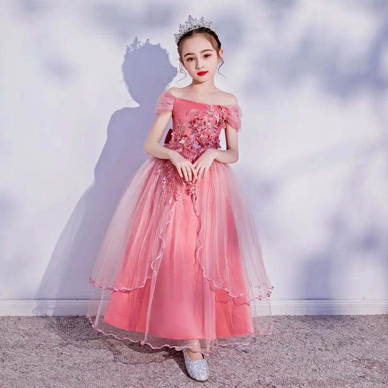 Новинка, модная детская свадебная одежда в пол, детское длинное платье, необычная Одежда для девочек lp-213