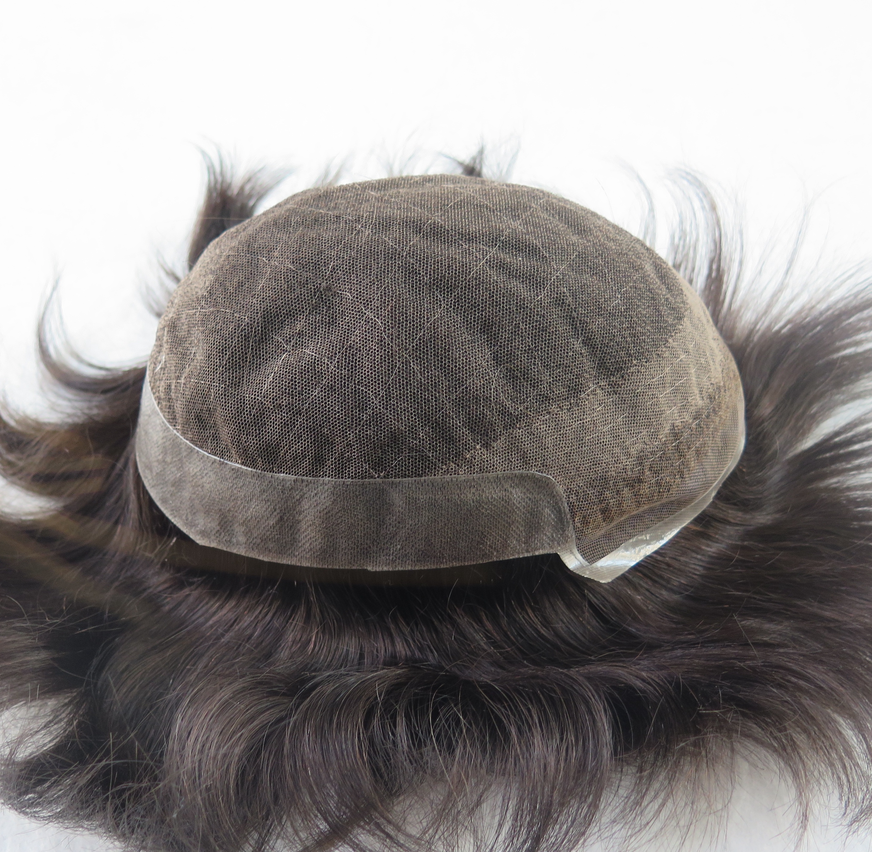 OCTAGON toupee человеческие волосы, французское кружево с полимерным покрытием в дужках, по бокам и сзади, сменные человеческие волосы