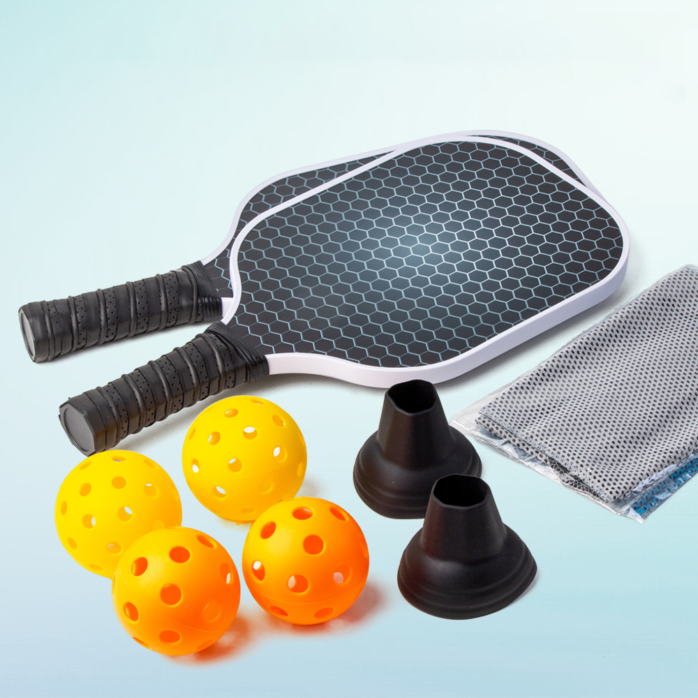 Pickleball Paddles Set Honeycomb Fiberglass Pickleball Paddles Including 2 Pickleball Rackets 4 Balls And 1 Carry Bag
