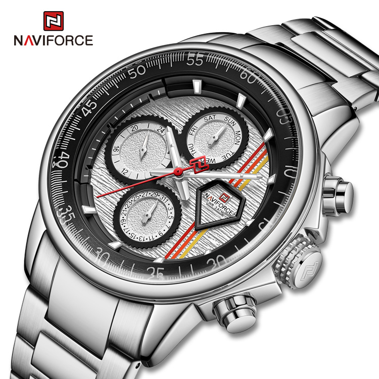 NAVIFORCE 9184 SW роскошные стальные военные наручные часы спортивные мужские часы водонепроницаемые кварцевые мужские часы relogio