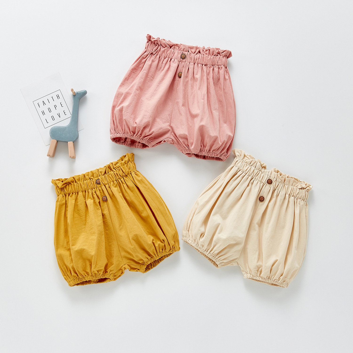 Newborn Baby Bloomers PP Pants Cotton Linen Triangle Solid Girls Shorts Summer Trouser Toddler