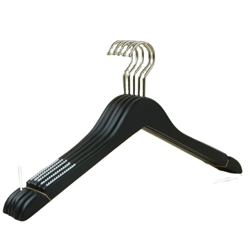 Custom Logo Free Black Wooden Hanger Non-slipper Wholesale Antique Wood Coat Hangers Clothes Hanger