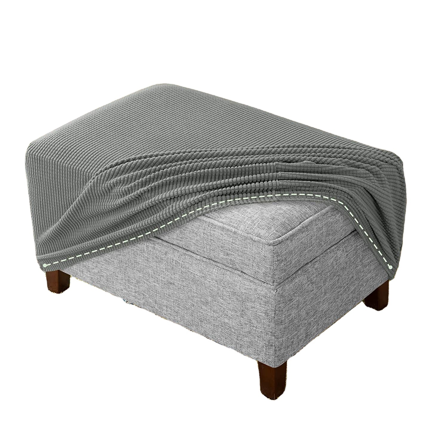 Жаккардовый чехол для оттоманки X-Large, прямоугольный складной чехол для табурета, защитный чехол для мебели