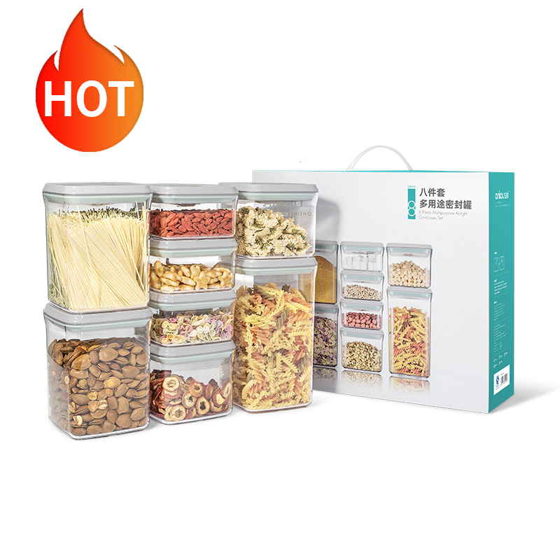 ANKOU 8-PCS комплект чашки для чая и кофе со слезоточивым газом большой емкости герметичный поп Пуш-Ап Топ контейнеры для хранения пищевых продуктов Kitchen_Containers