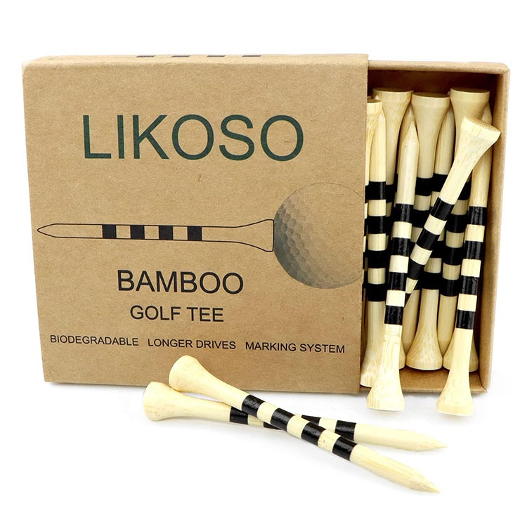 Colorful Natural Eco-Friendly 70 Mm/83 Mm Bamboo Golf Tee Custom Packaging Tees Bamboo Wood Golf Tee