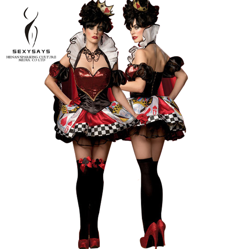 new design Cosplay Costume adult girl sexy cosplay Alice in Wonderland The red queen Party dress Knee-high socks sexy suit