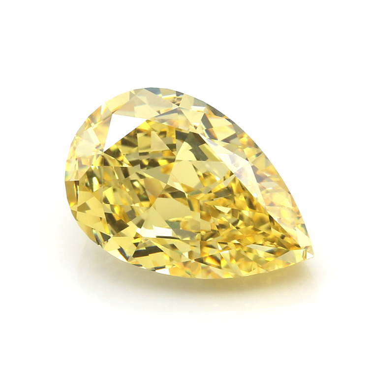 Top Quality 4k Iced Flower Cut Cubic Zirconia Yellow Pear Shape 8x6mm 7A Loose Diamond Cz Stones for Ring