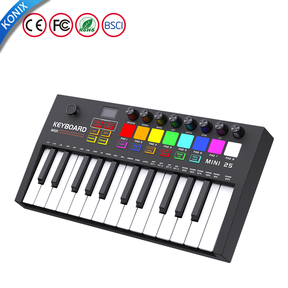 Музыкальное пианино Портативный 25 ключ USB Электрический MIDI контроллер клавиатуры яркая Midi контроллер клавиатуры