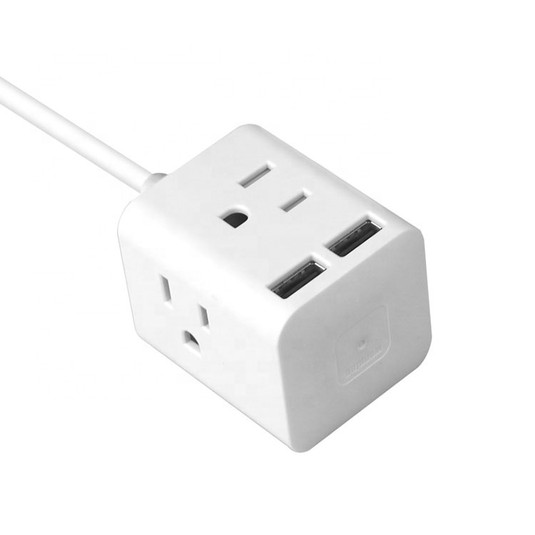 Удлинитель с 4 розетками и 2 usb-портами, квадратная розетка для США, usb-адаптер с 3 контактами и шнуром