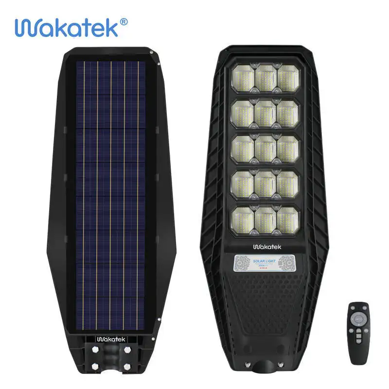 WAKATEK Energy Saving IP66 Waterproof Slim Integrated All In 1 Solar Streetlight Outdoor 300W Solar Led Street Light