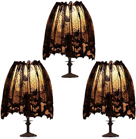 Modern table lamp floor lamp lace printed fabric, French style custom luminous Halloween lampshade/