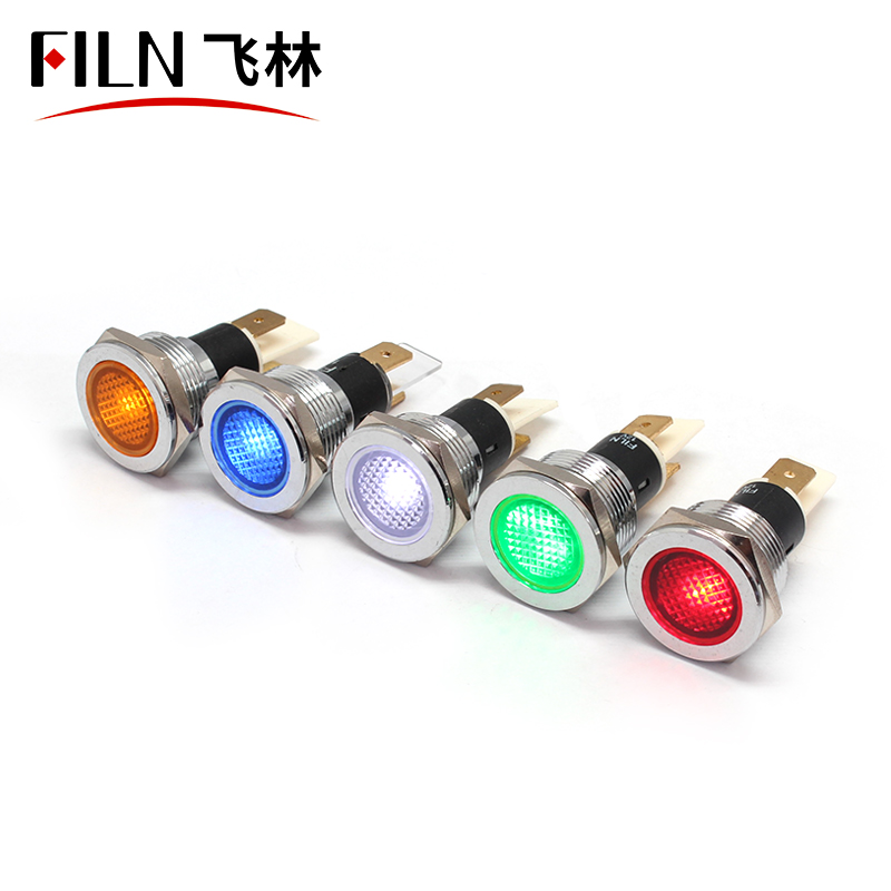 FILN 19mm switchboard indicator light high quality brightness signal light red yellow 220V 110v with 6.3mm terminasl pins led