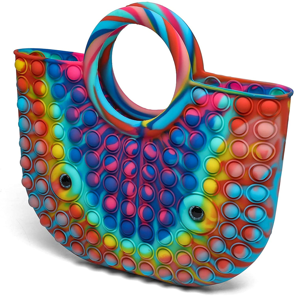 New Big Size Women's Ladies Latest Fashion Silicon Handbag Push Pop Bubble Simple Dimple Popper Sensory Poppet Fidget Toy Bag