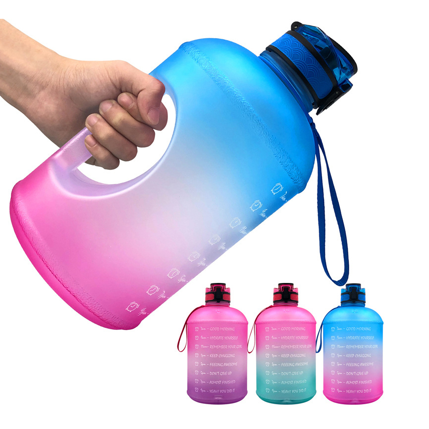 2021 Hot Selling Custom Bpa Free Gym Big 1 Gallon Water Bottle  Half Gallon 2.2 Litre Fitness Water Bottle With Time Marker