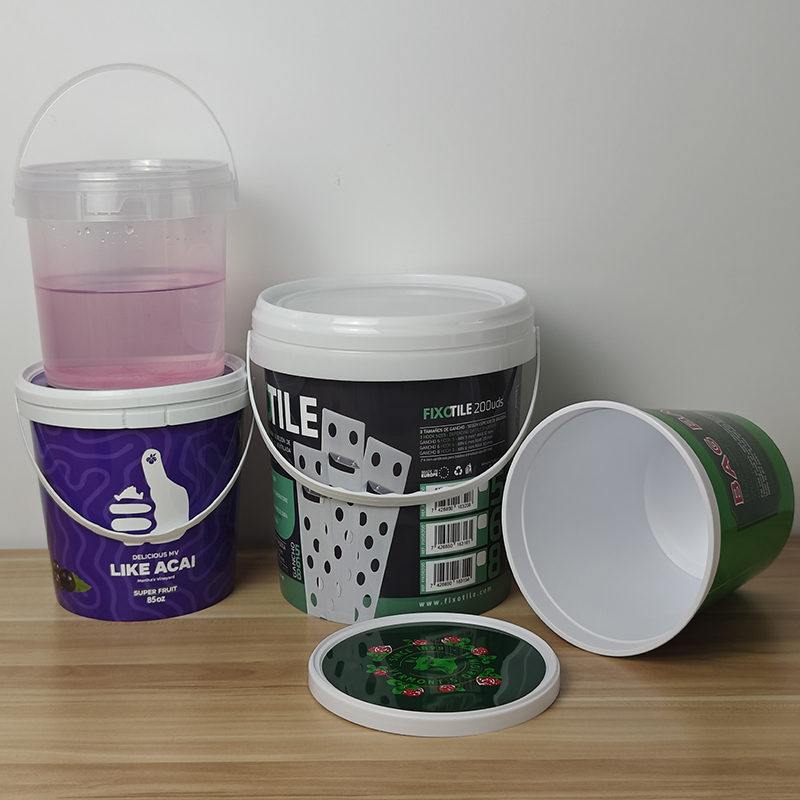 Wholesale 24oz 32oz Fruit Yogurt Milk Tea Takeout Plastic Drink Buckets With Lid
