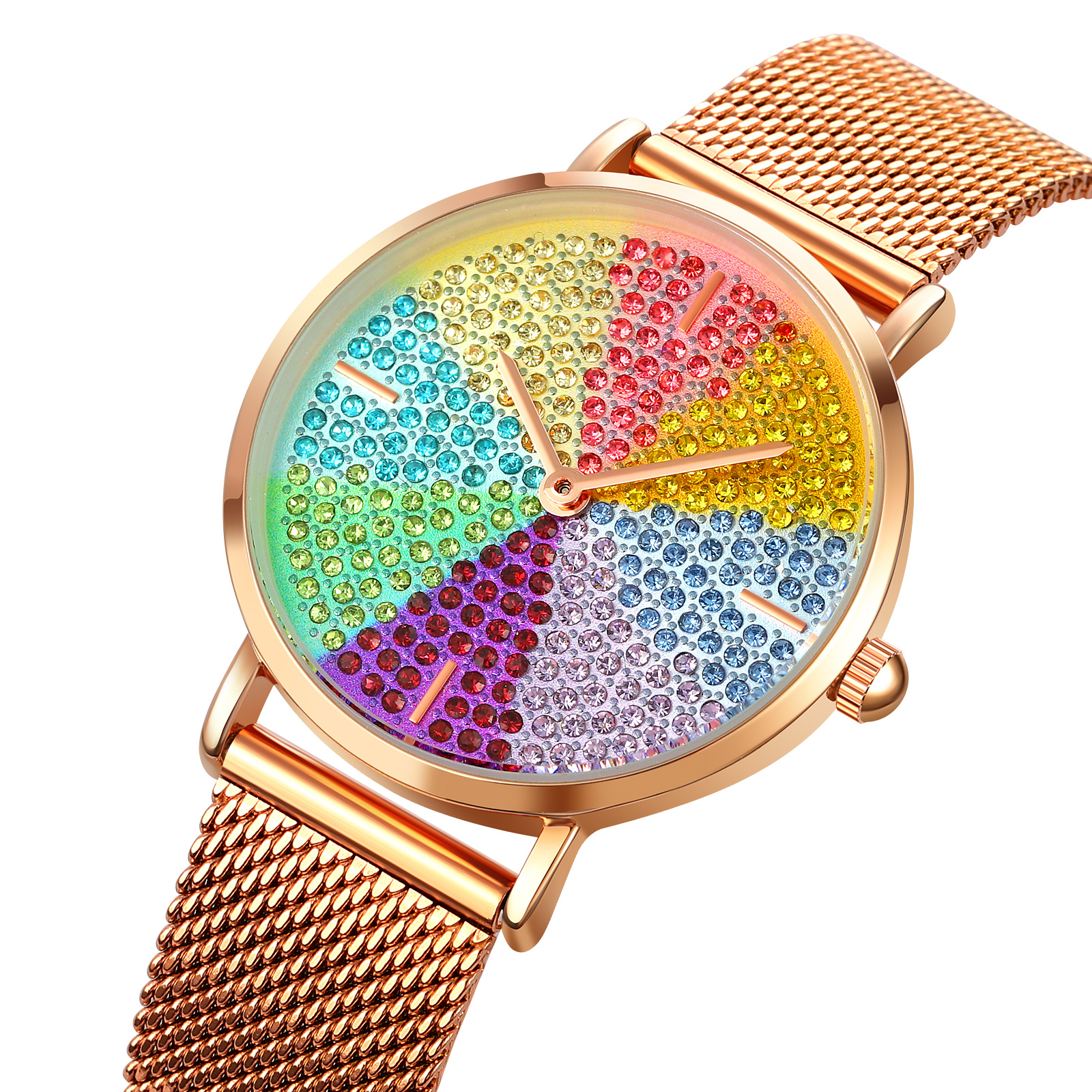 SKMEI 1811 Women's Analog Watch with Colorful Crystal Accented Leather Strap Watch