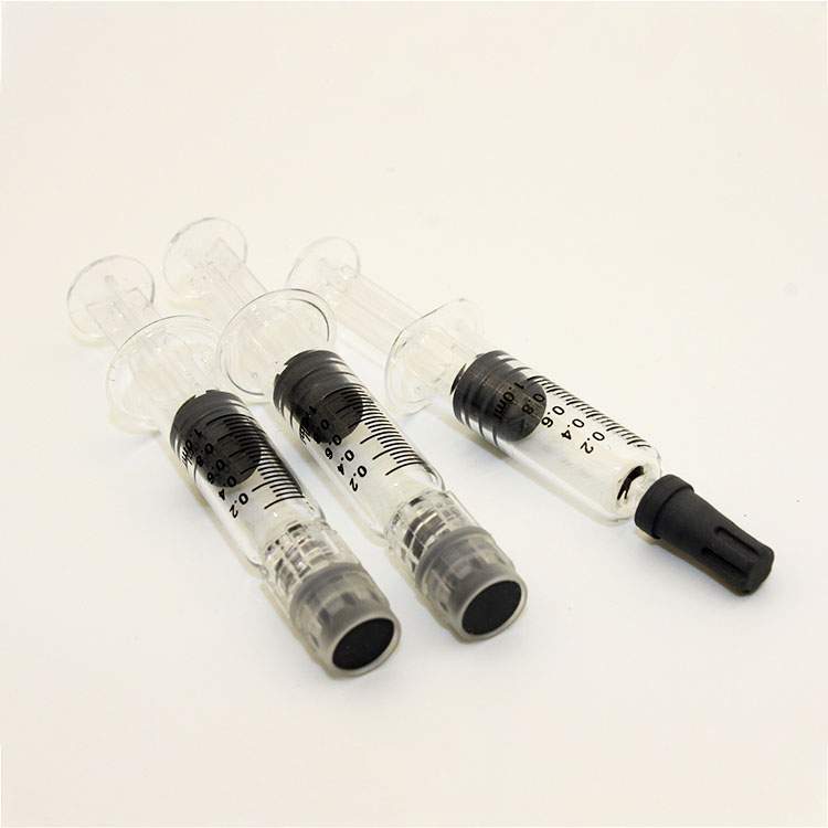 Custom Logo 1ml Cbd Glass PLASTIC Luer Lock Oil Syringe