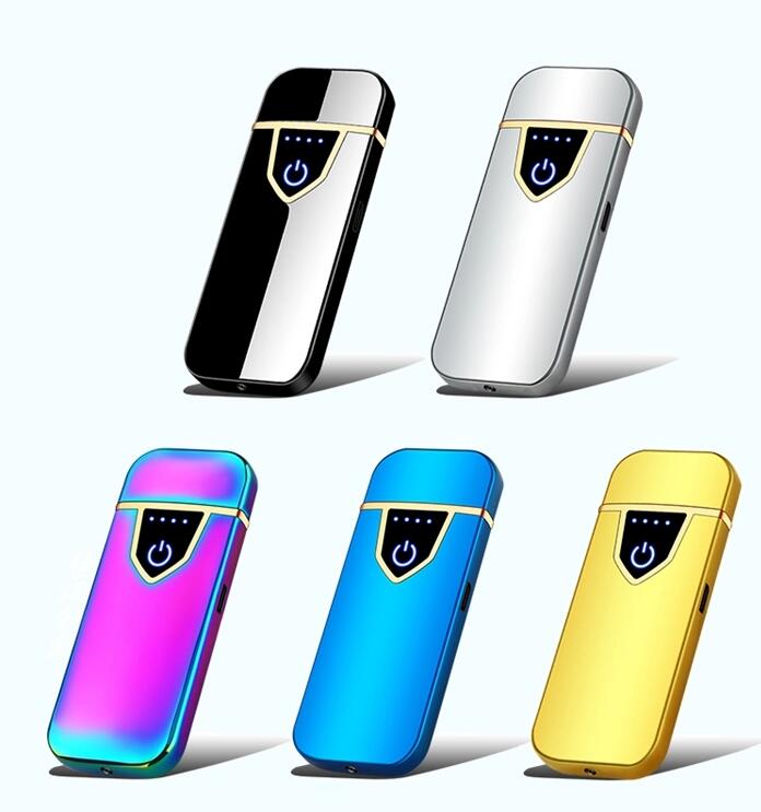 НОВАЯ тонкая зажигалка с usb-зарядкой, Электронная зажигалка с сенсорным экраном, маленькая перезаряжаемая электрическая зажигалка