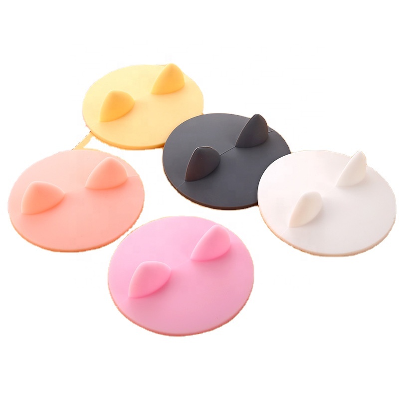 A2473 Silicone cup lid cute cat ears cup lid mug lid round cover