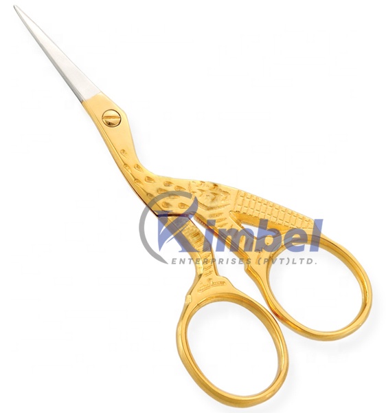 High quality stainless steel stork scissor gold handle beauty manicure scissor