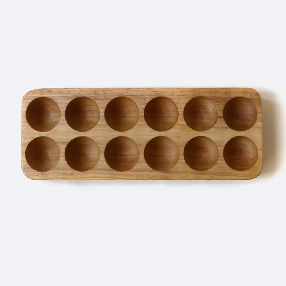 WanuoCraft Durable and Versatile Hand Make Acacia Wood Egg Tray Solid Egg Wood Storage Holder