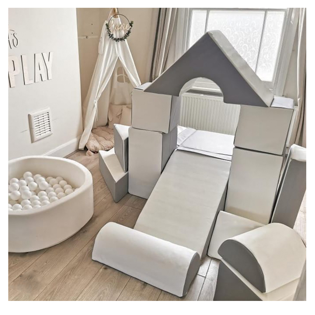 White Grey Children Soft Play Package Toddler Equipment Set Kids Ball Pit