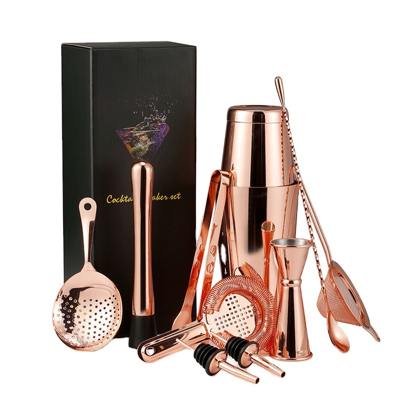 Luxury Metal Bartender Kit with Stainless Steel Bar Tool Set and Cocktail Shaker