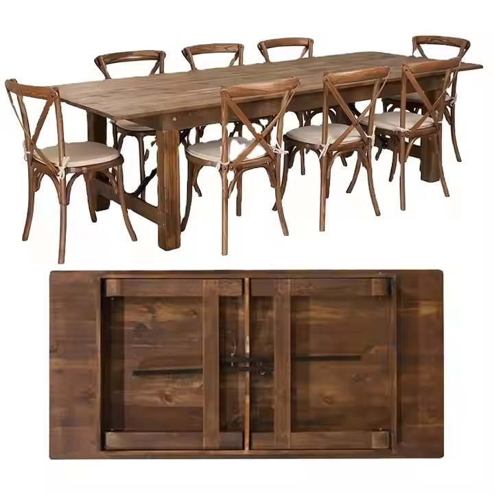 Wholesale Outdoor folding dining table events pliante set 6 seater restaurant tables for events