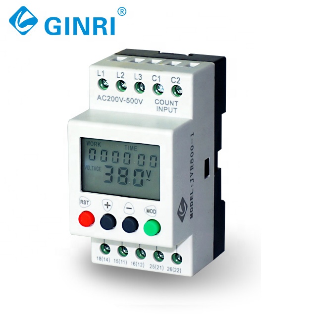 Ginri JVR800-2 three phase Over Under Voltage Relay LCD Phase Sequence Protection Relay