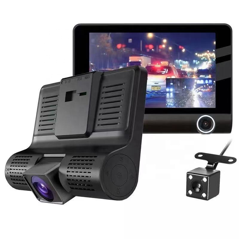 Three Cameras dashboard Camera car Black Box Dash Cam Video Recorder Car DVR With Rearview Camera