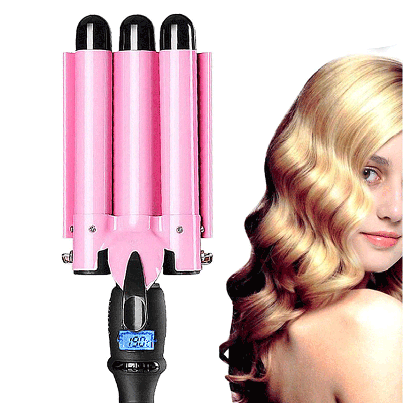Three in one ceramic ion hair curler liquid crystal portable hair curler