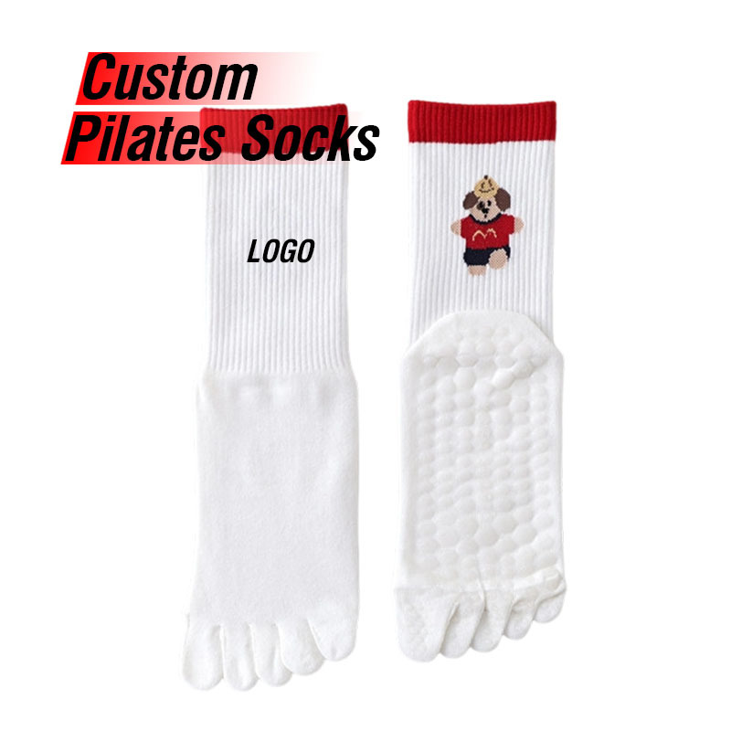 Custom Five-Finger Grip Socks Cartoon Pattern with Enhanced Traction Tailored in Yoga Classes and Home Exercises Pilates Socks
