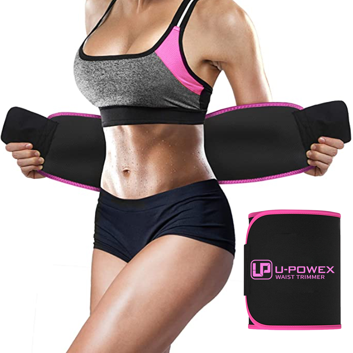 U-POWEX Neoprene Sweat Waist Slim Belly Band Sweat Girdle Workout Cincher Belt Trimmer Belts Women Waist Trainer Belt