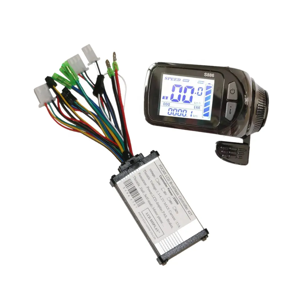 24V/36V/48V 250W E-Bike DC Brushless Motor Controller LCD Display Panel Thumb Throttle Electric Bicycle Scooter Kit S886
