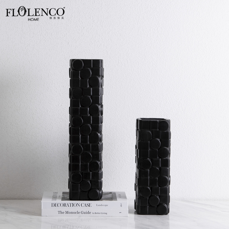 Wholesale Black Resin Tall Vase Fower Vase Deco Vase for Home decor Interior Ornaments