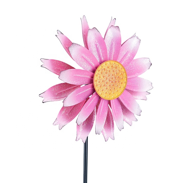 HourparDecorative Spinners Wind Spinner in China Good Quality Pink and Yellow Ornaments Metal All-season 11.25 X 11.25 X 52 Inch