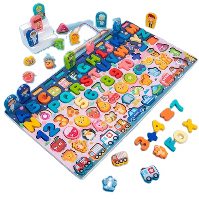 product Baby Montessori 8 in1 Fishing toy Count Numbers Matching Board Puzzle Toy for child Educational toy