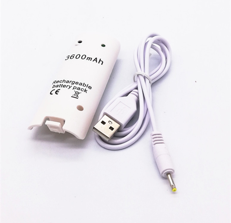 Аккумуляторная батарея 3600 мАч с кабелем для контроллера Nintendo WII, черная, белая, запасная батарея