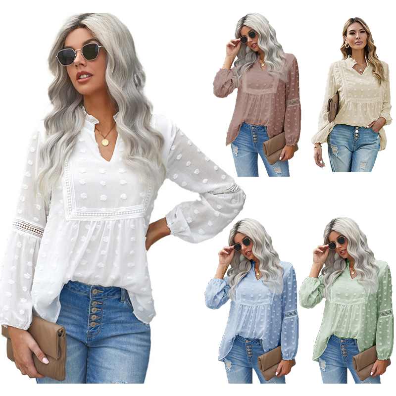 Casual Long Sleeve Summer Blouse Tops White Ladies Plus Size Women's Blouse & Shirts