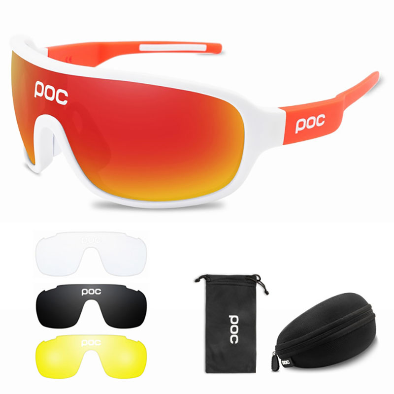 4 Lens Set POC BLADE Cycling Sunglasses Outdoor Sports Eyewear Men Women Polarized Bicycle Glasses MTB Road Bike