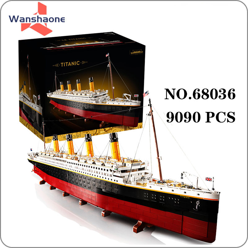 9090 pcs Movie Titanic Large Cruise Boat Ship Steamship Model Jumbo DIY Assembly Construction Toys Bricks Building Blocks