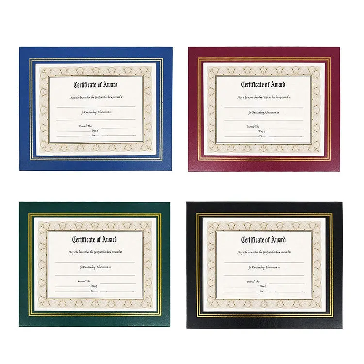 8.5 X 11 A4 Classic Certificates Embossed Paper Holder With PVC