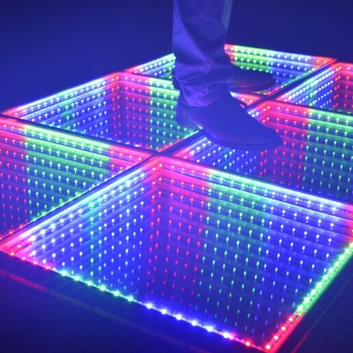 Высококачественные панели для танцев RGB, портативные стеклянные панели для дискотеки, ночного клуба, Ce Rohs Dmx Rgb цветные 3d зеркальные светодиоды для бесконечного танцпола