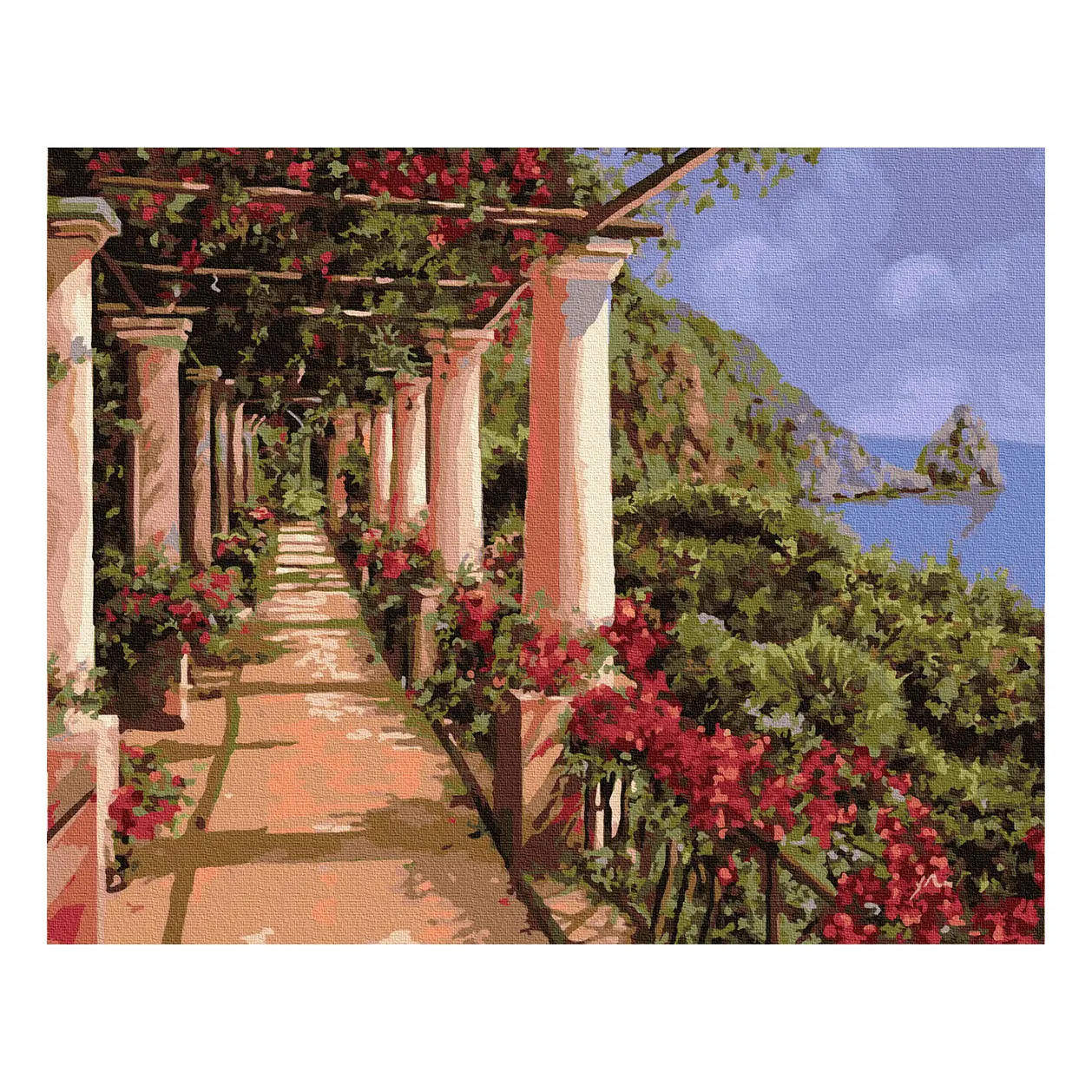 Tree-lined flower road decoration painting, DIY 40x50 canvas painting by numbers, family hotel art landscape oil painting