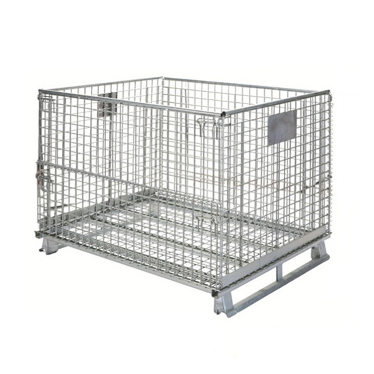 Supermarket Plastic Pallet Cage Metal Storage Bins Warehouse Storage Cage